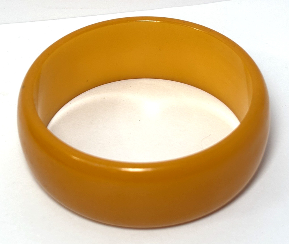 VTG Butterscotch Amber Bakelite Bangle Bracelet 2.5” 36g Wide Tested